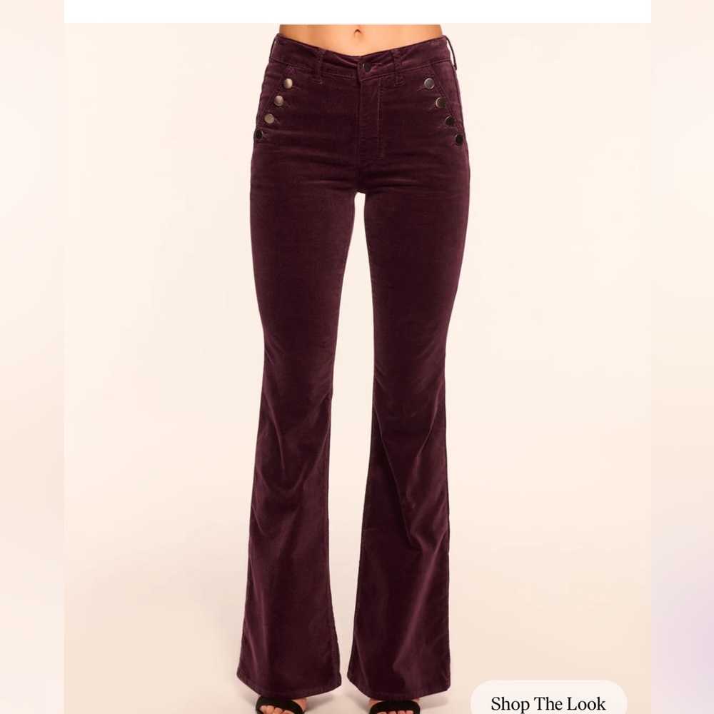 Ramy Brook Helena Velvet Flare Jean in Blackberry Velvet Size 29